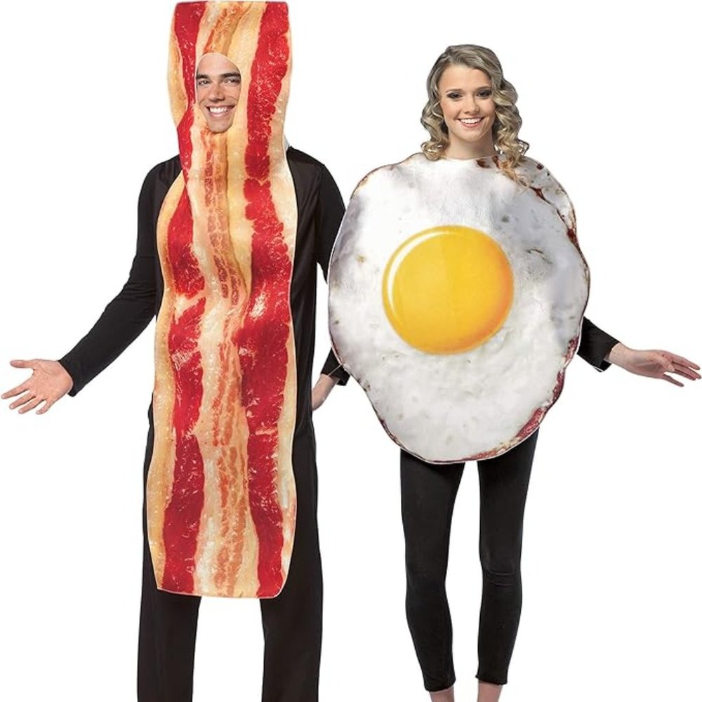 Rasta Imposta Bacon Slice & Fried Egg Couples Halloween Costume Set Adult OSFM